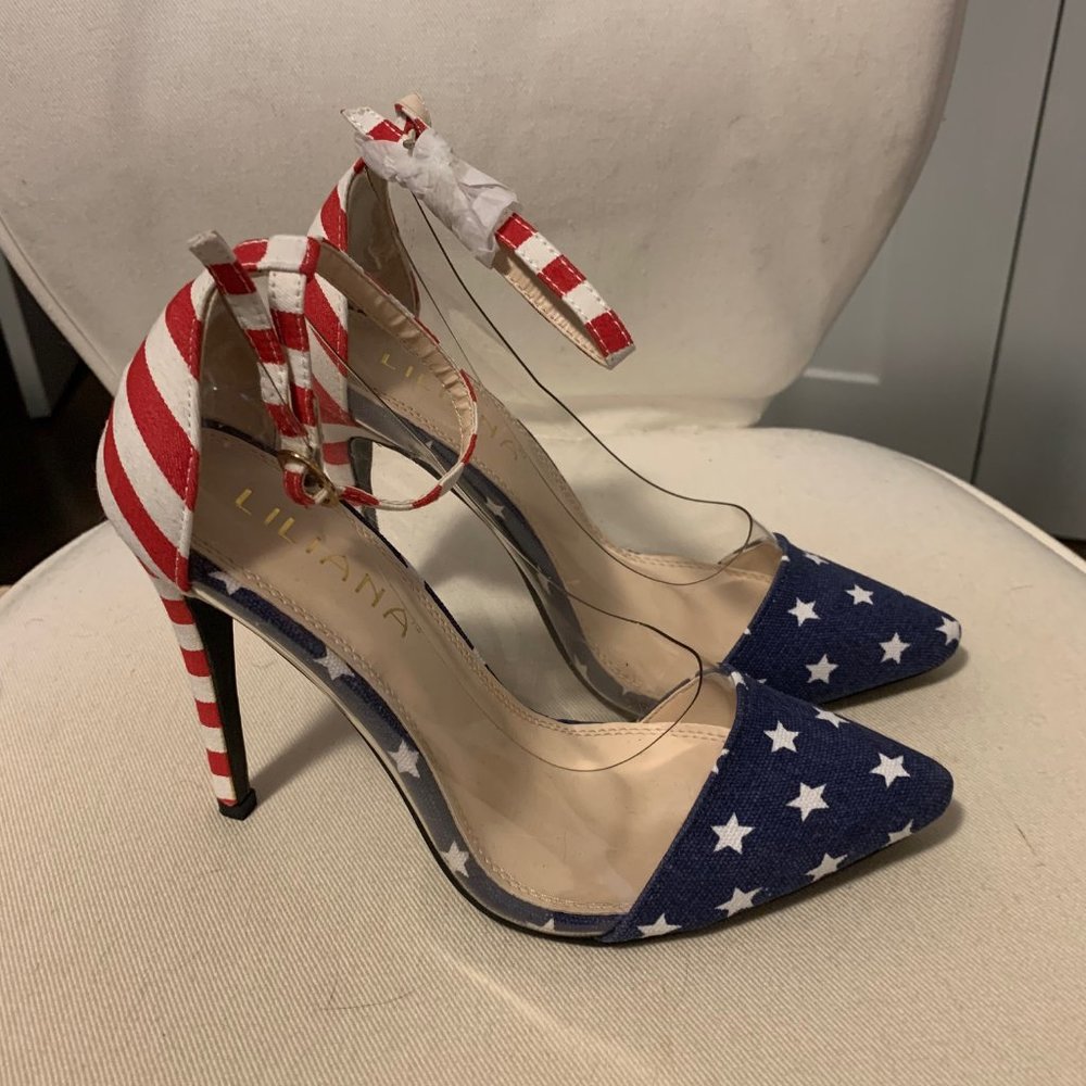 Liliana, American Flag High Heels, Size 6 1/2, NWOT